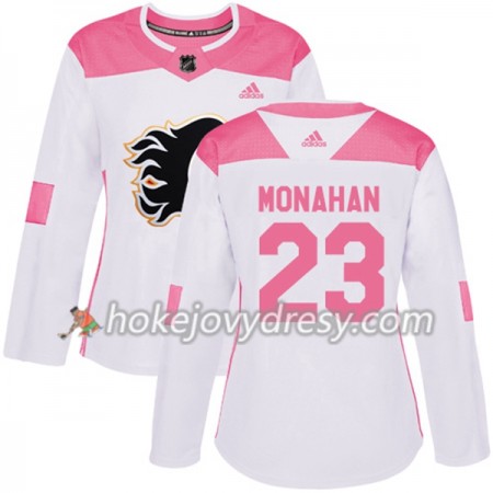 Dámské Hokejový Dres Calgary Flames Sean Monahan 23 Bílá 2017-2018 Adidas Růžová Fashion Authentic